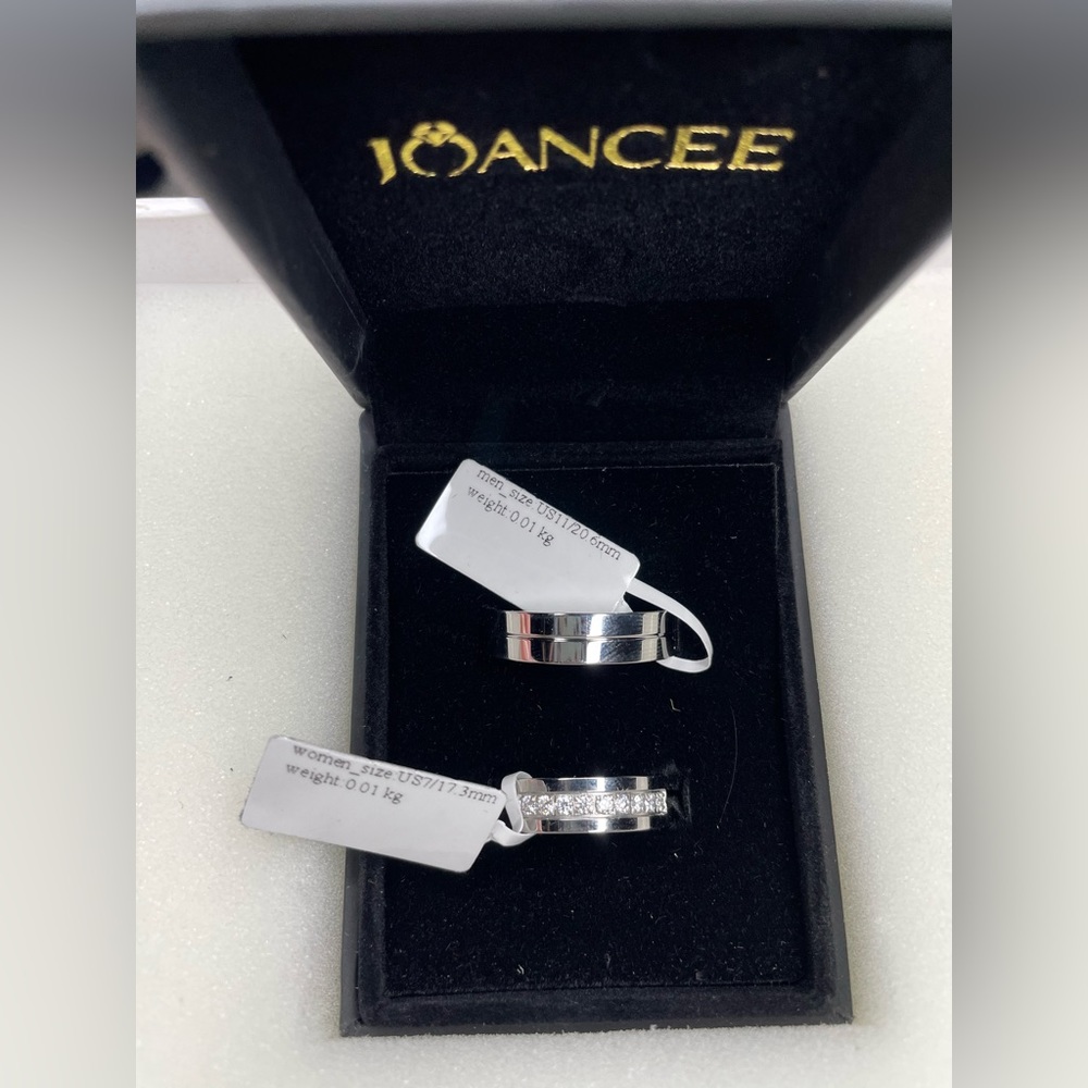 Titanium Steel Round Cut Gemstone Promise Ring for Couples
